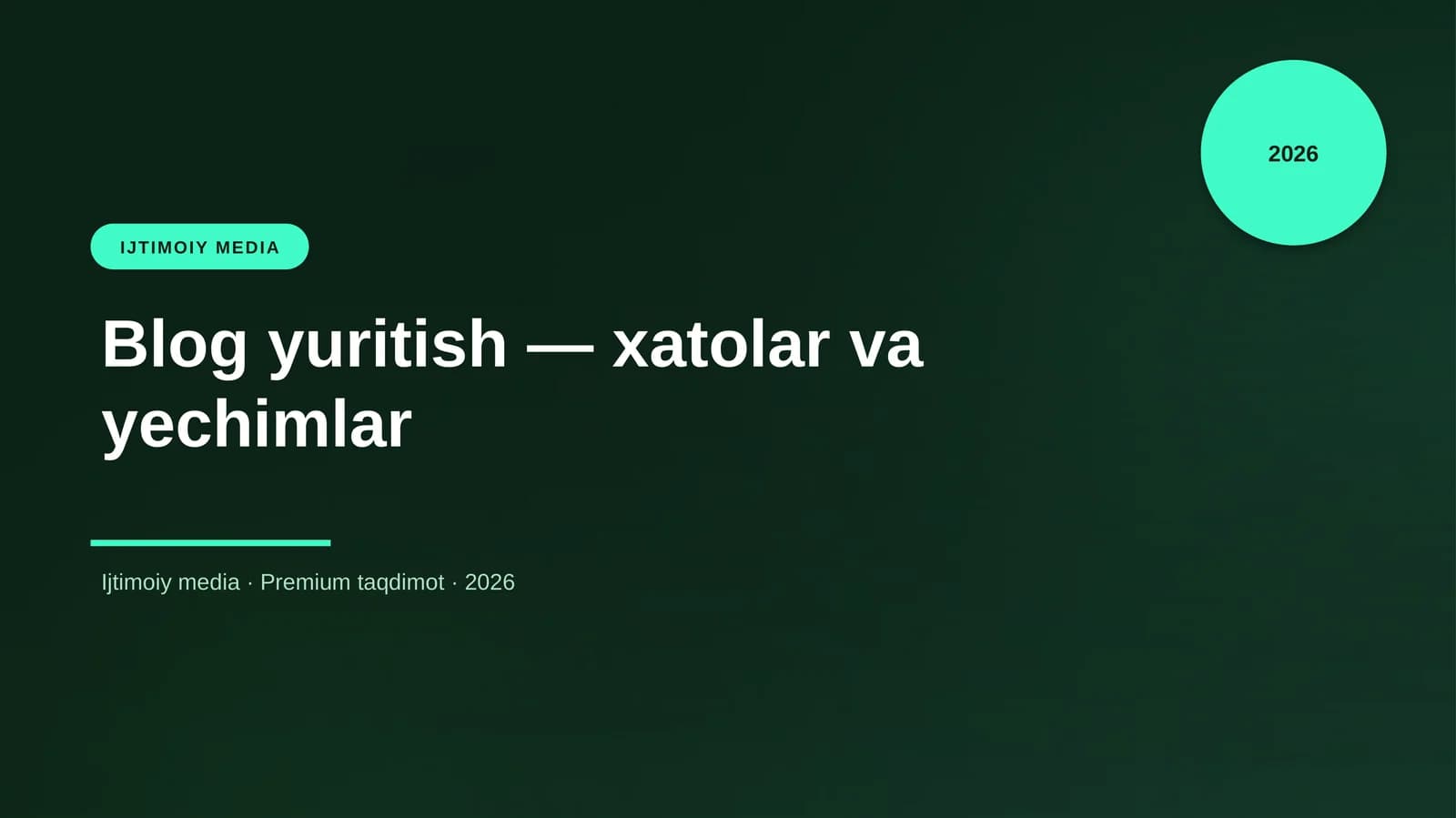 Blog yuritish — xatolar va yechimlar
