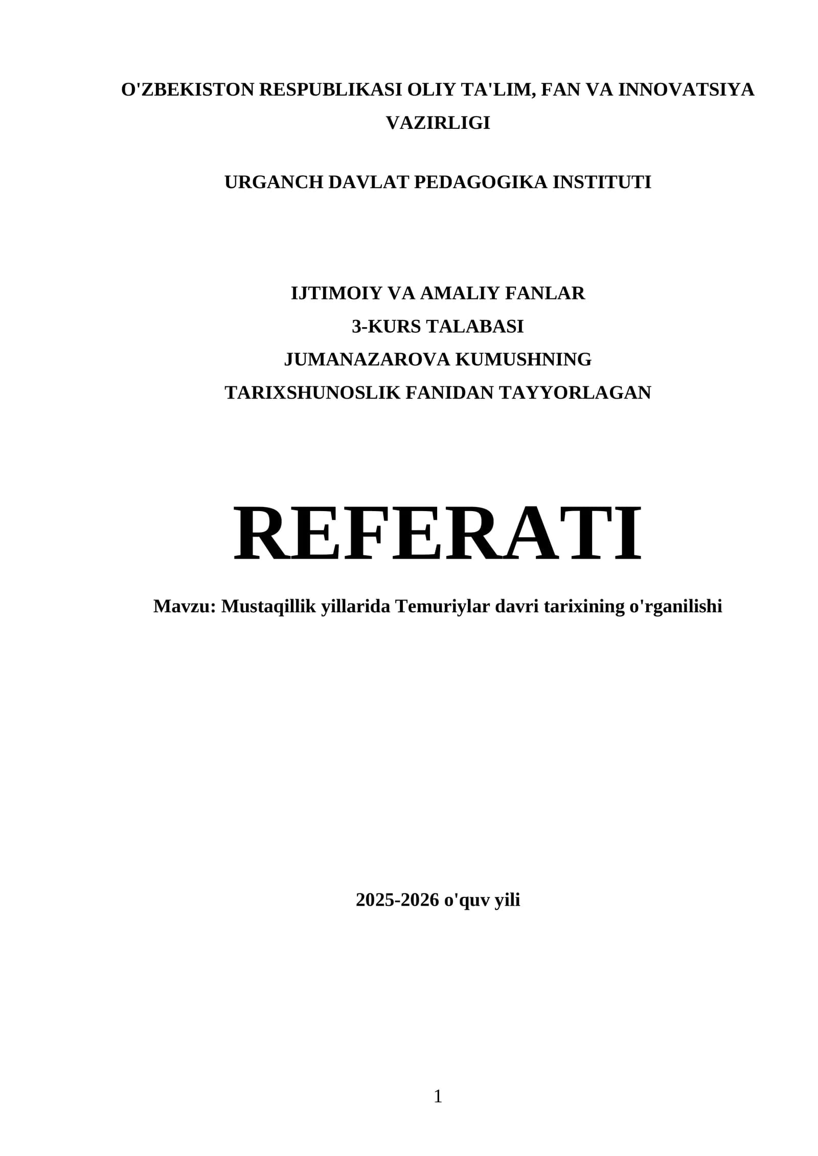 Temuriylar Davri Tarixi Referati