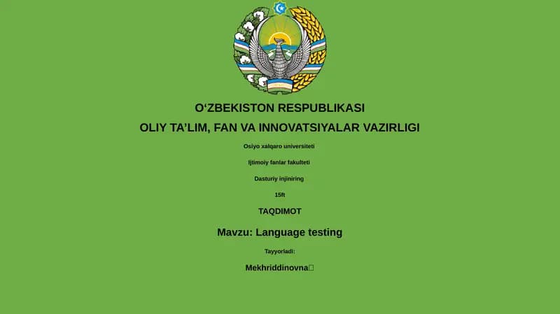 Til testlarining asoslari
