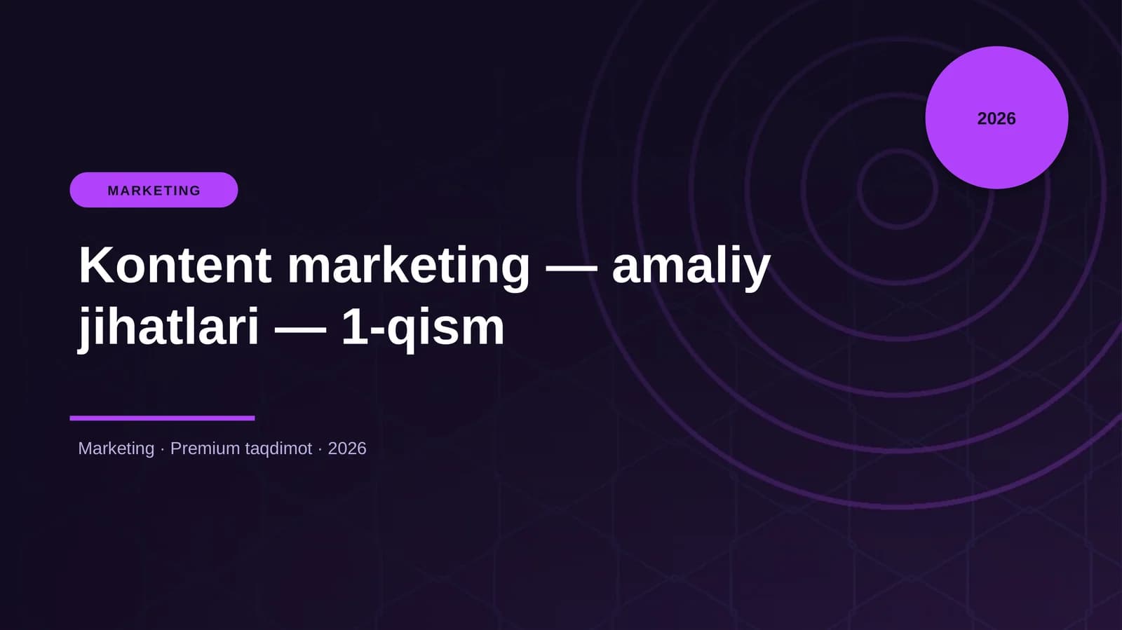 Kontent marketing — amaliy jihatlari — 1-qism