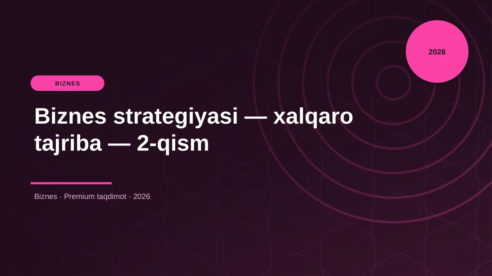 Biznes strategiyasi — xalqaro tajriba — 2-qism
