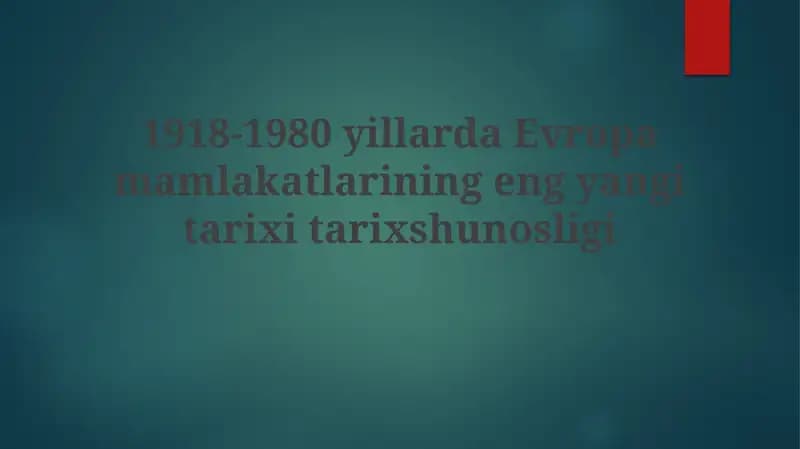 Urta urushlararo davr va uning talqinlari