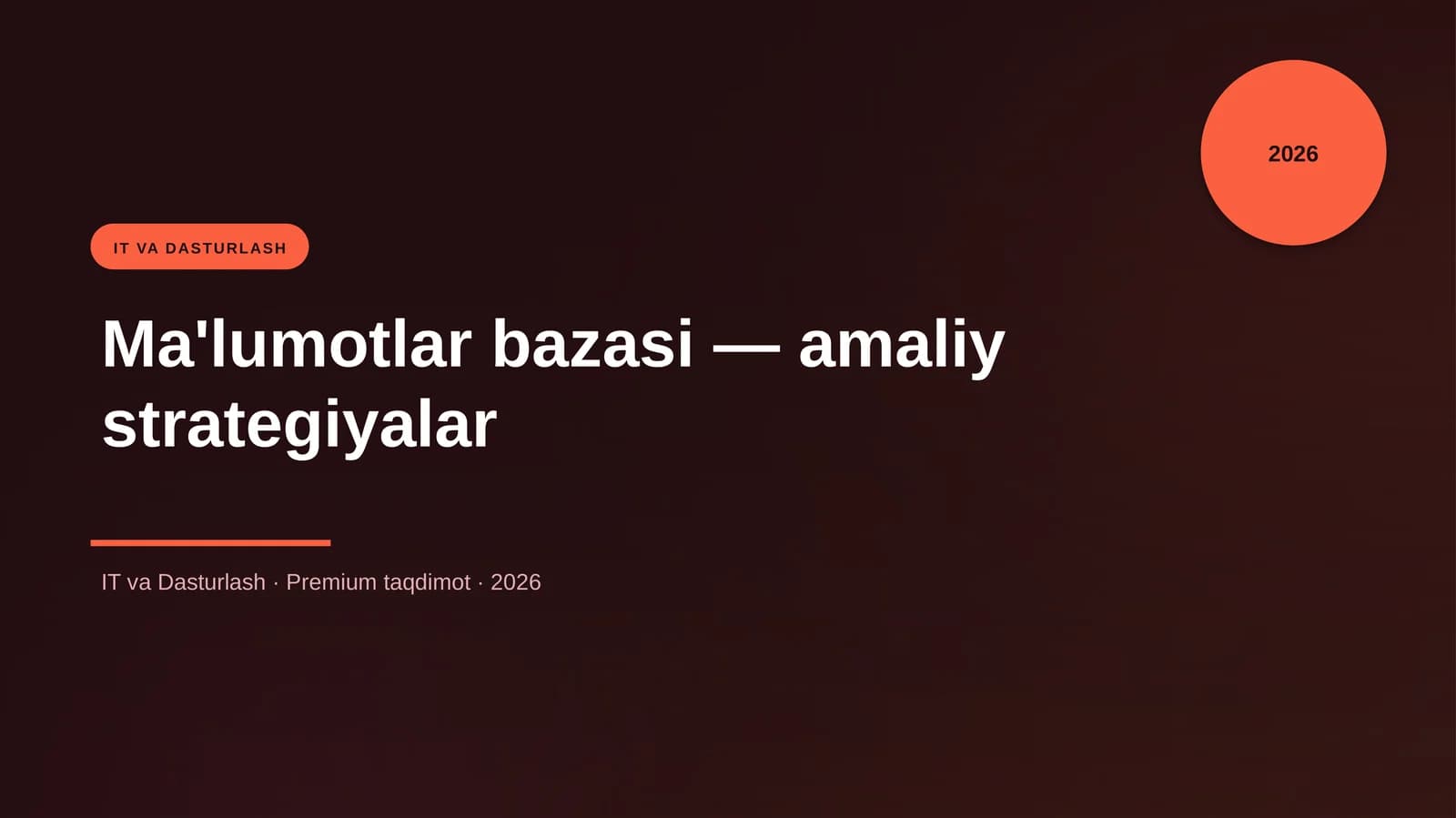 Ma'lumotlar bazasi — amaliy strategiyalar