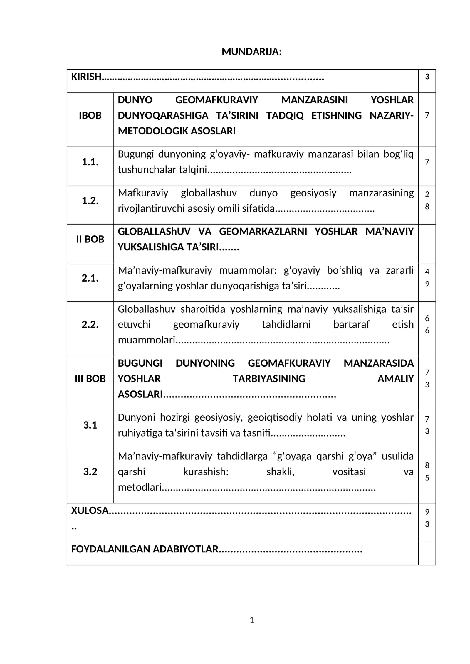 DUNYO GEOMAFKURAVIY MANZARASINI YOSHLAR DUNYOQARASHIGA TA’SIRINI TADQIQ ETISHNING NAZARIY-METODOLOGIK ASOSLARI