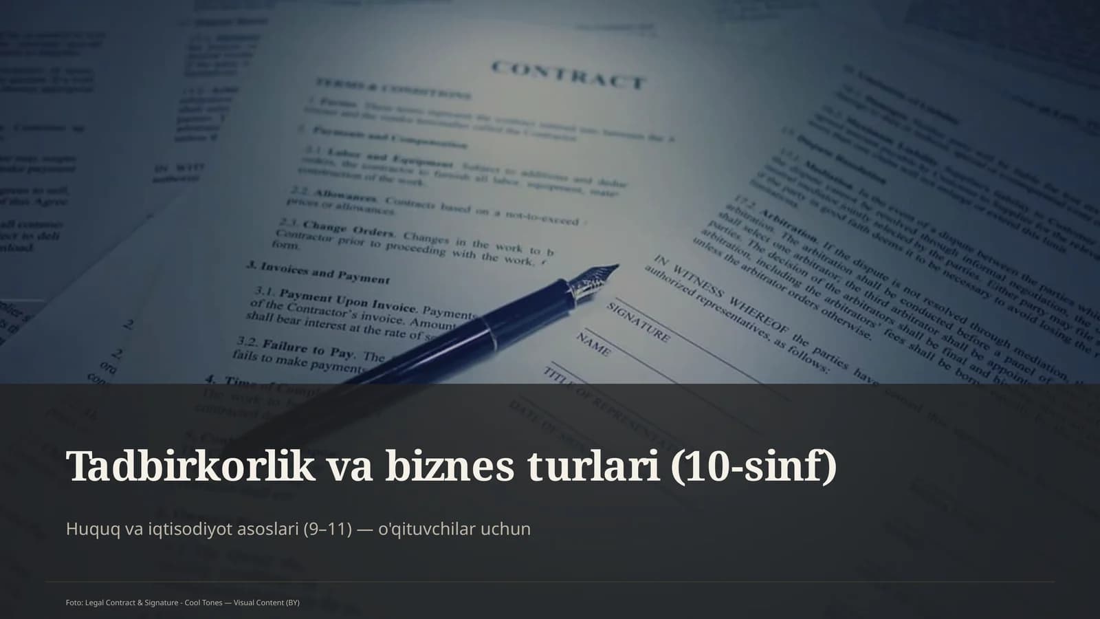 Tadbirkorlik va biznes turlari (10-sinf)