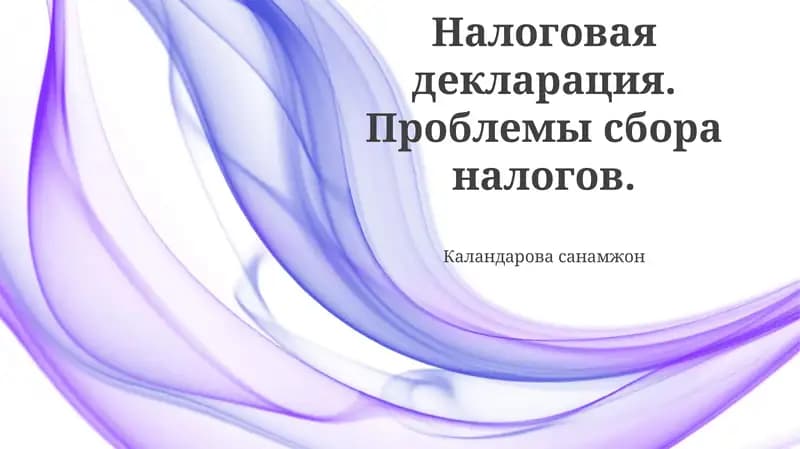 Налоговая декларация. Проблемы сбора налогов.