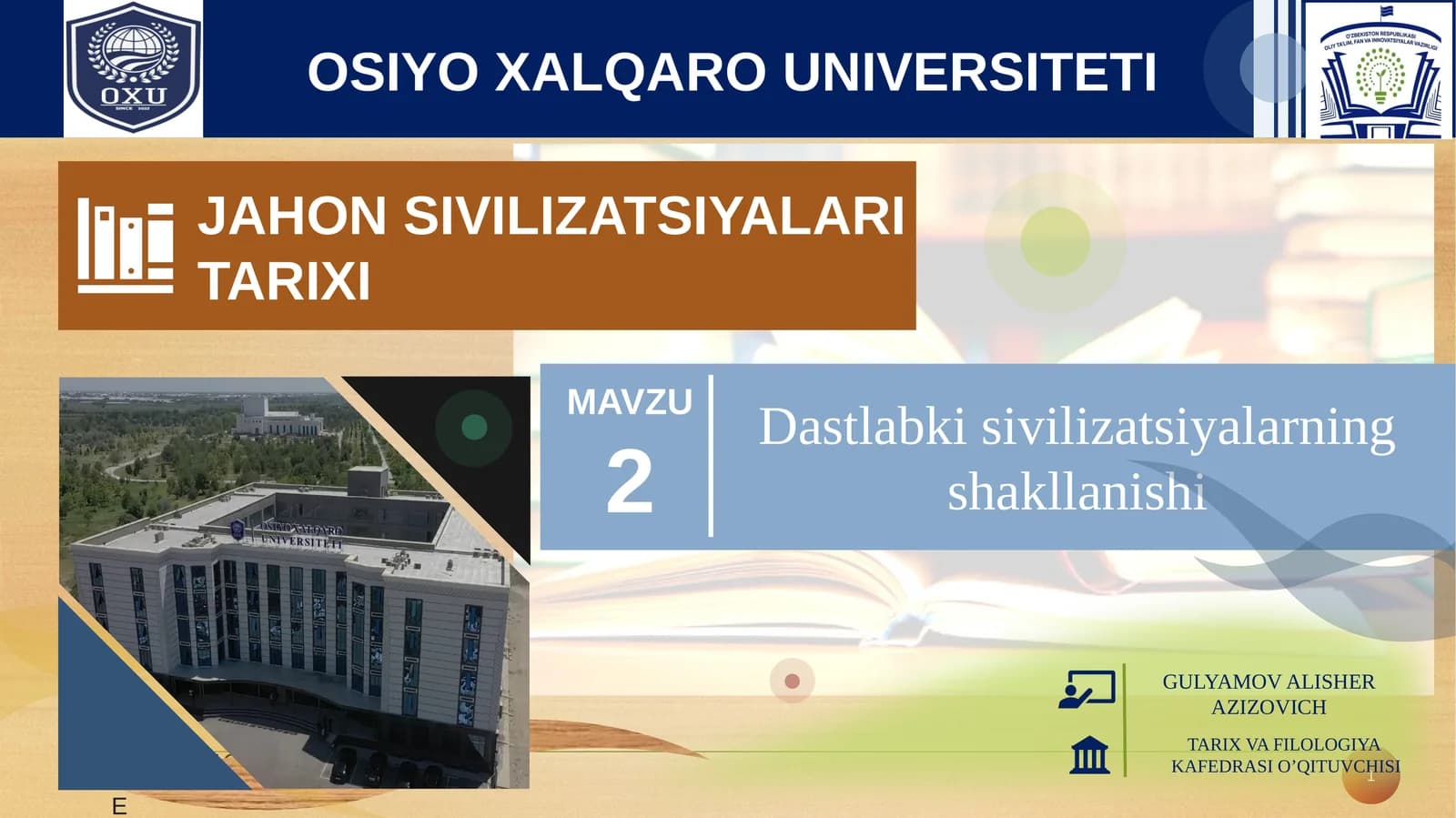 JAHON SIVILIZATSIYALARI TARIXI