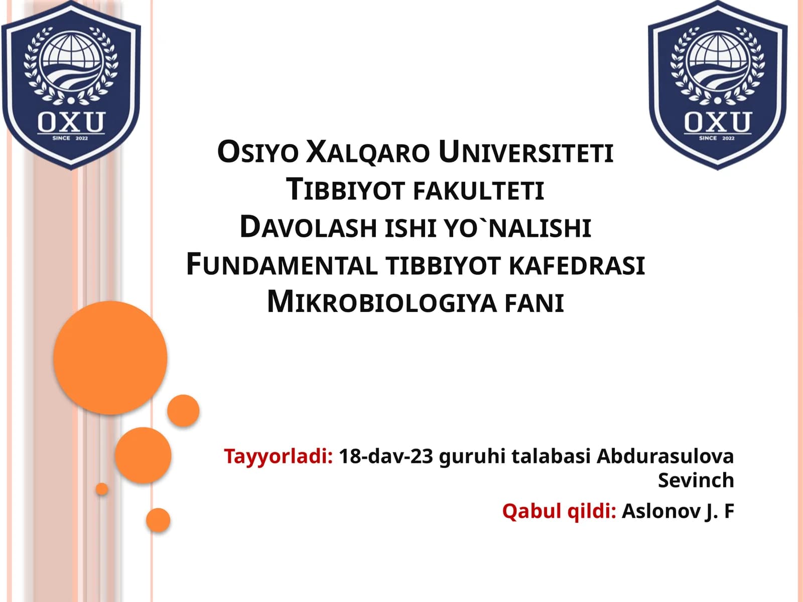 Mavzu: Bakteriyalarning antibiotiklarga chidamli shakllarini paydo bo`lish mexanizmlari haqida to'liq ma'lumot