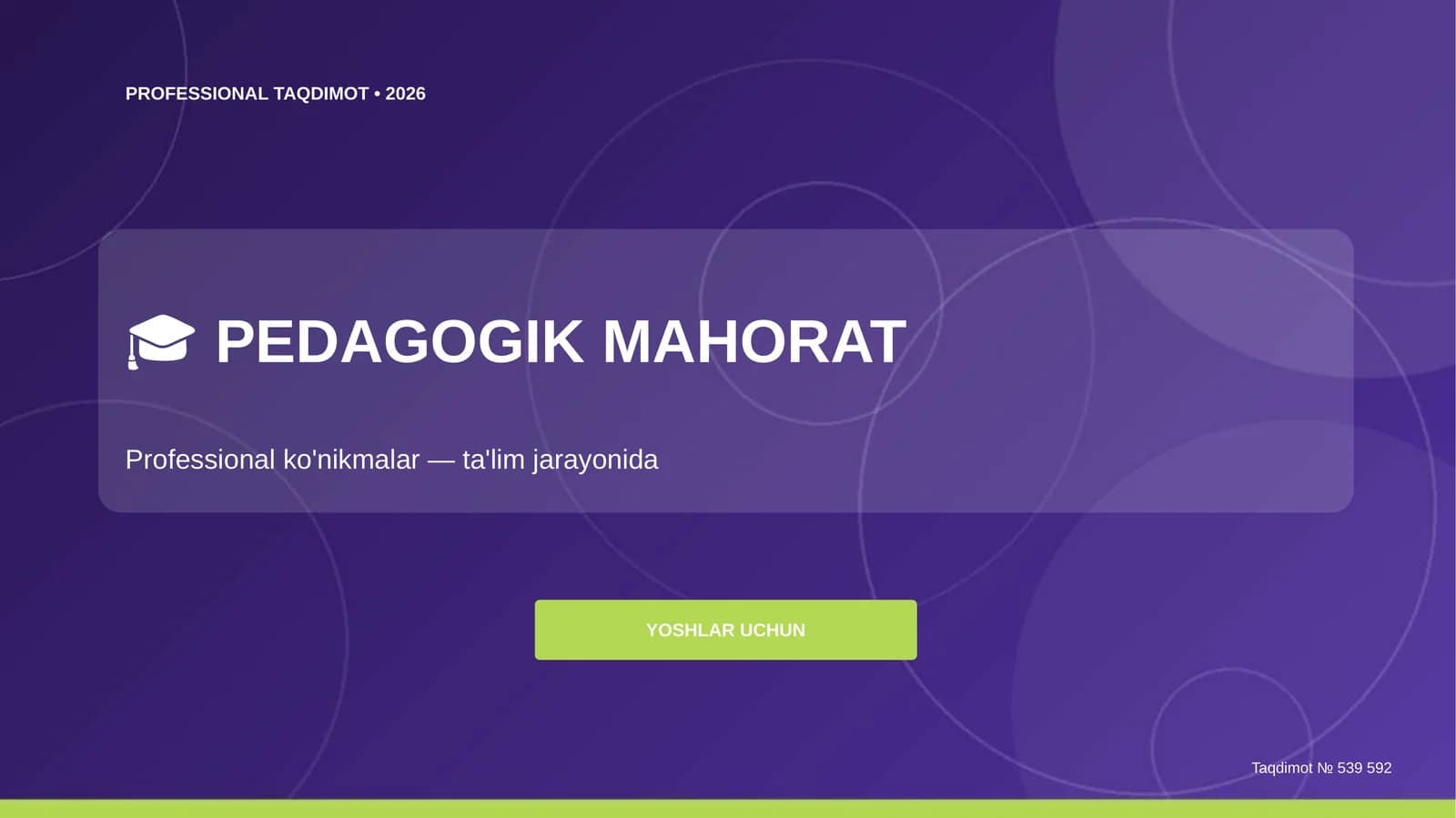 Pedagogik mahorat: professional ko'nikmalar (ta'lim jarayonida) [yoshlar uchun]