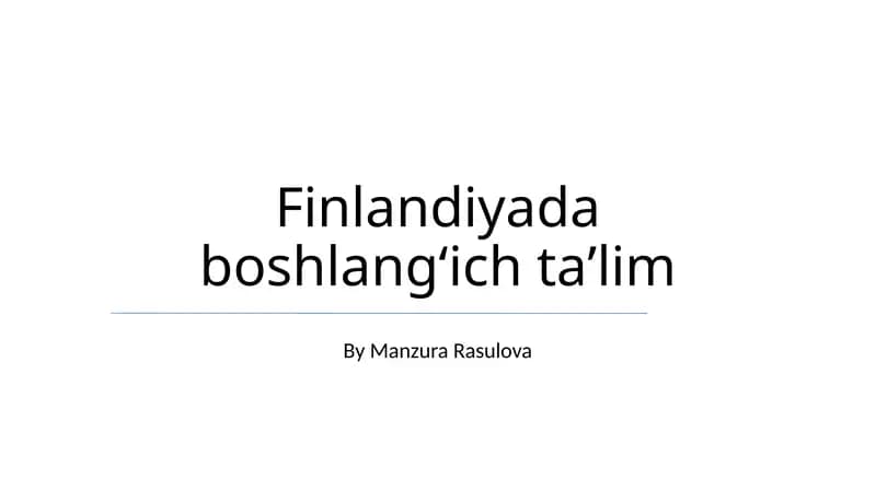Finlandiyada boshlangʻich taʼlim