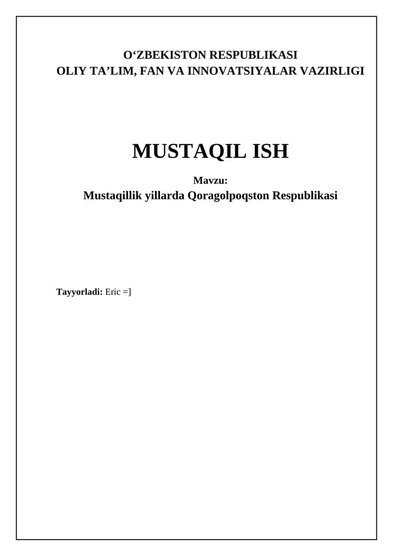 Mustaqillik yillarda Qoragolpoqston Respublikasi