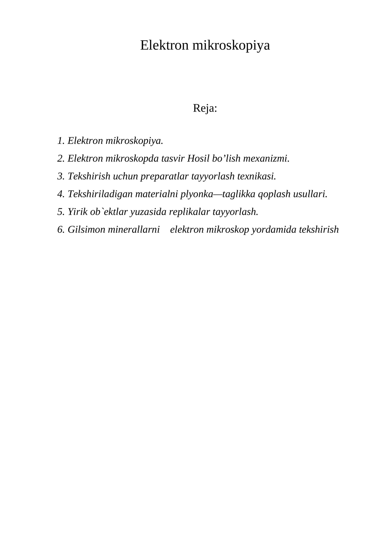 Elеktrоn mikrоskоpiya