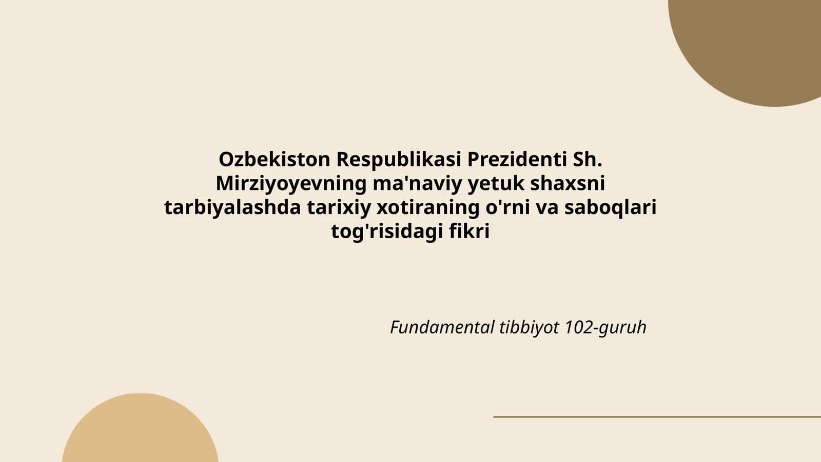 Fundamental tibbiyot 102-guruh