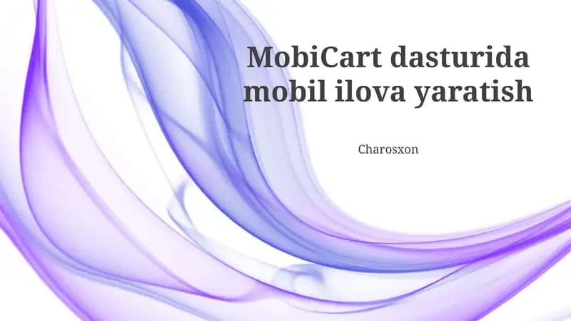 MobiCart dasturida mobil ilova yaratish