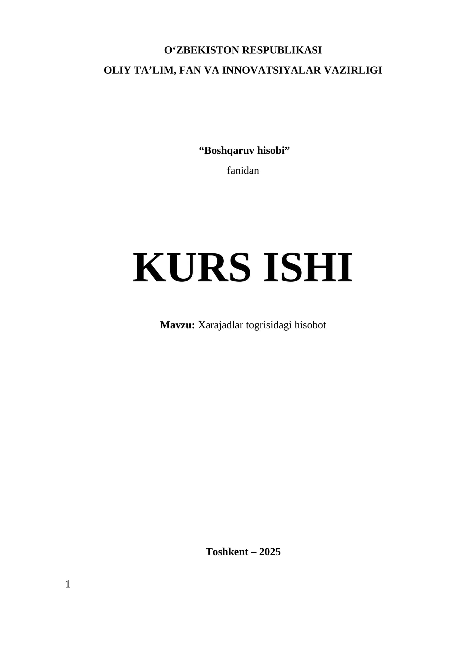 Xarajadlar togrisidagi hisobot