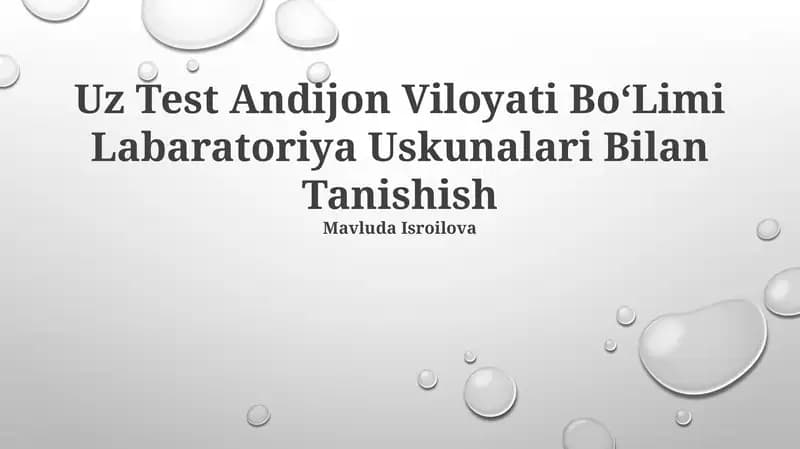 Uz Test Andijon Viloyati BoʻLimi Labaratoriya Uskunalari Bilan Tanishish
