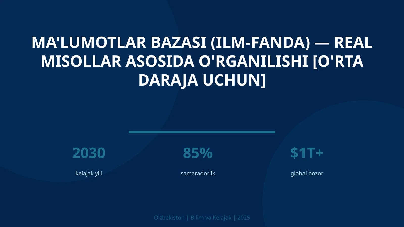Ma'lumotlar Bazasi (Ilm-fanda) — Real Misollar Asosida O'rganilishi [O'rta daraja uchun]