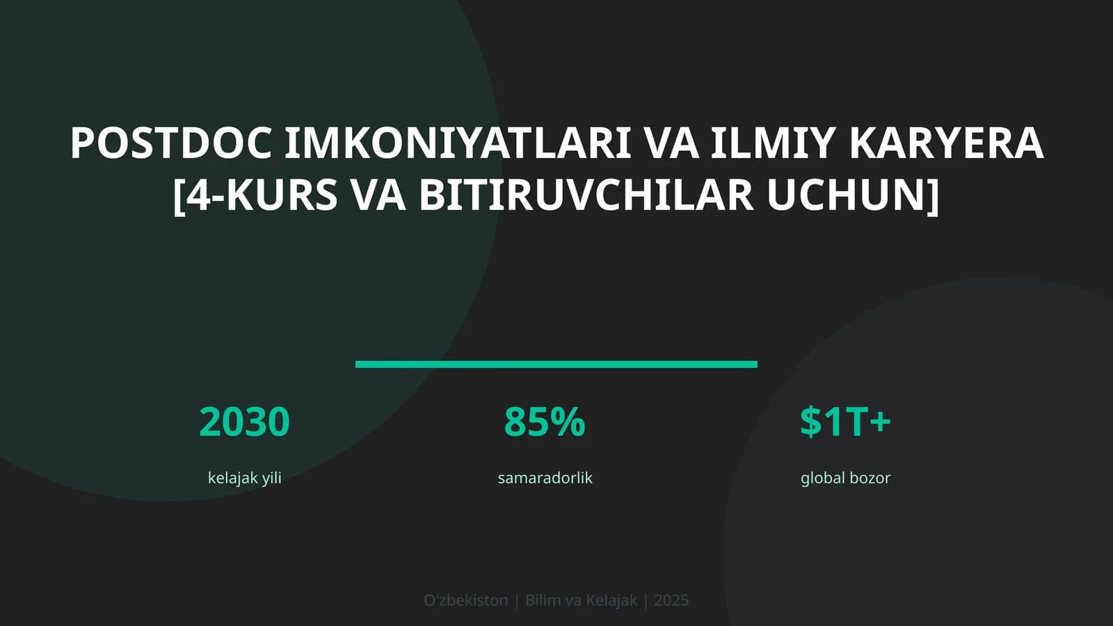 Postdoc imkoniyatlari va ilmiy karyera [4-kurs va bitiruvchilar uchun]
