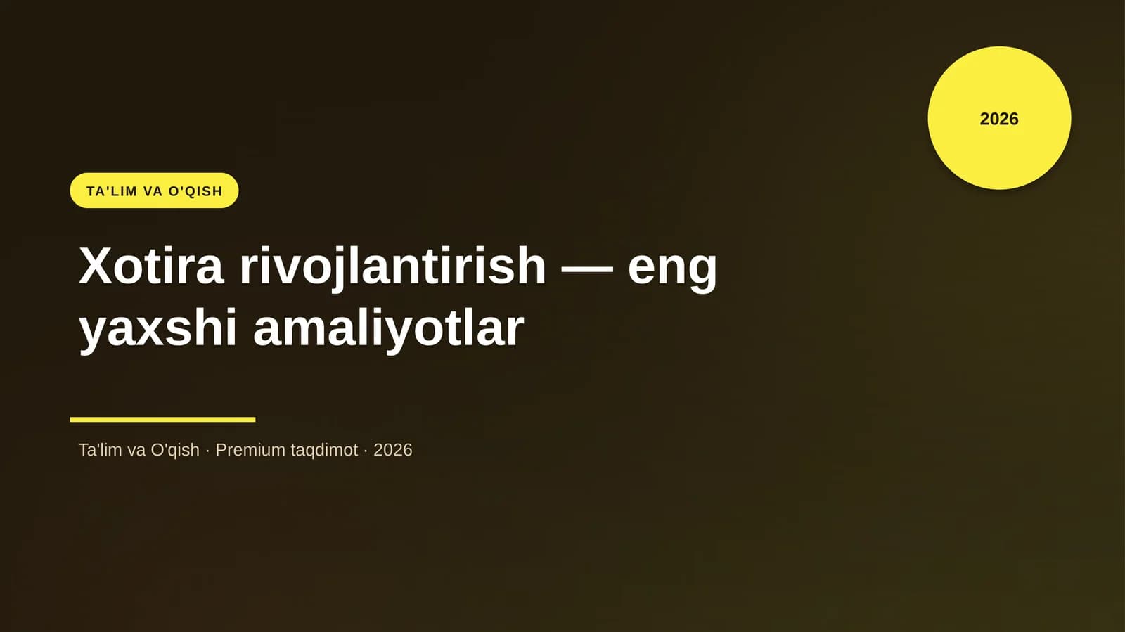 Xotira rivojlantirish — eng yaxshi amaliyotlar