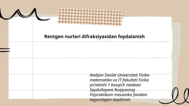 Rentgen nurlari difraksiyasidan foydalanish