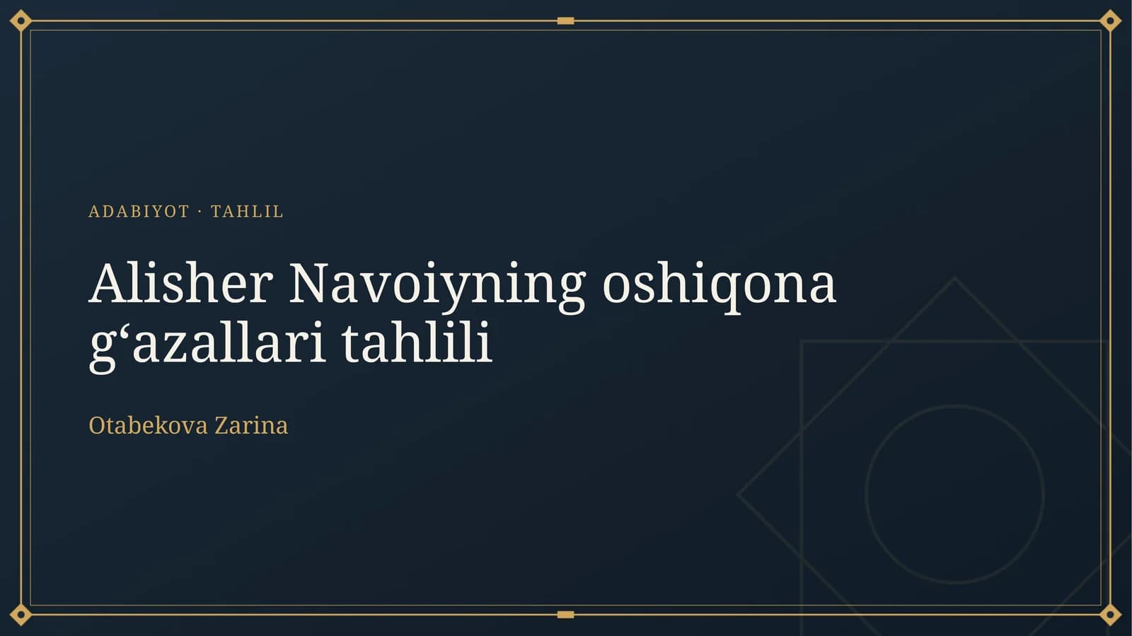 Alisher Navoiyning "Qaro koʻzum.." gʻazali tahlili
