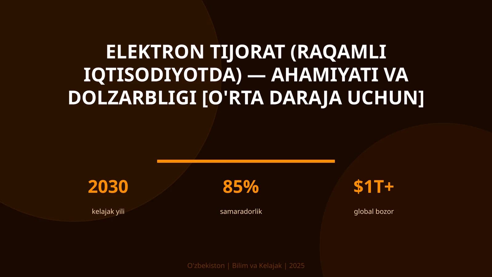 Elektron tijorat (raqamli iqtisodiyotda) — ahamiyati va dolzarbligi [o'rta daraja uchun]