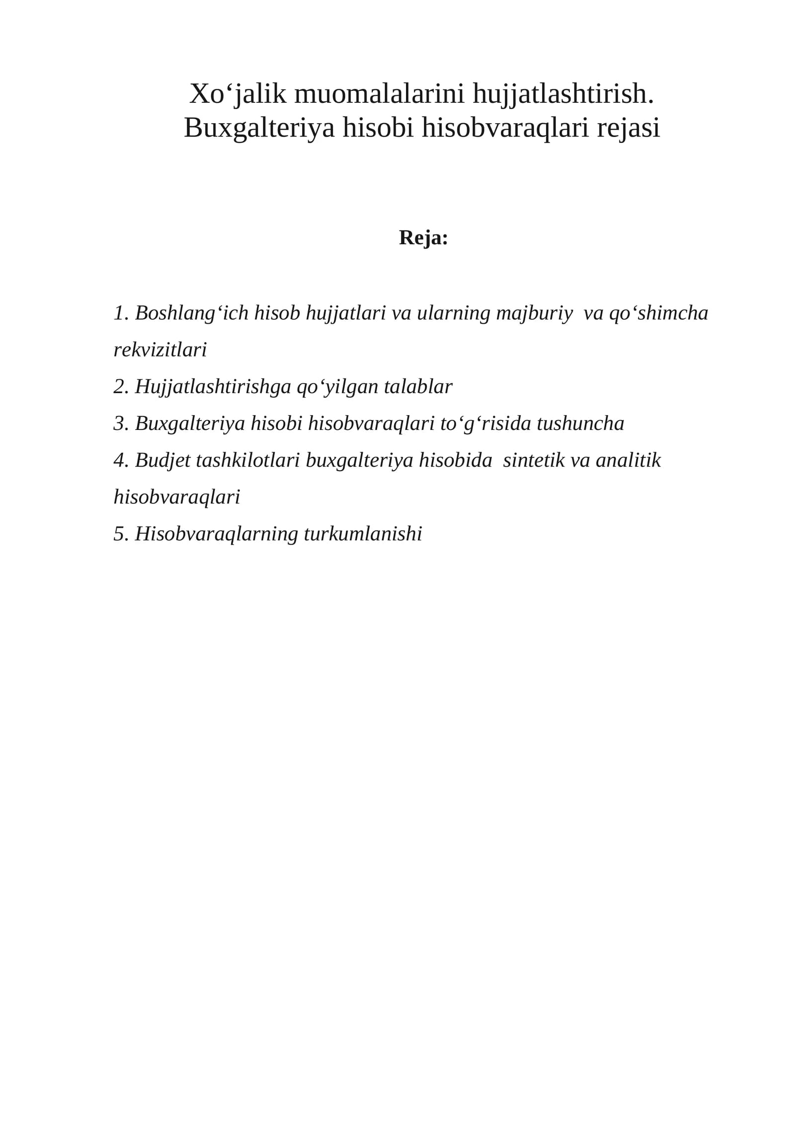 Buxgaltеriya hisobi va hisobvaraqlari
