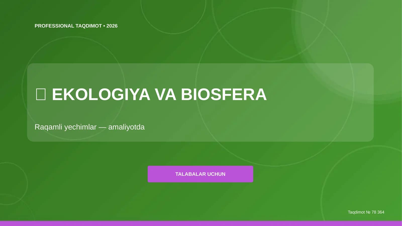 Ekologiya va Biosfera: Raqamli Yechimlar
