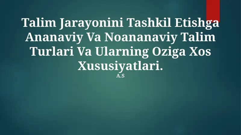 An'anaviy va innovatsion ta'lim