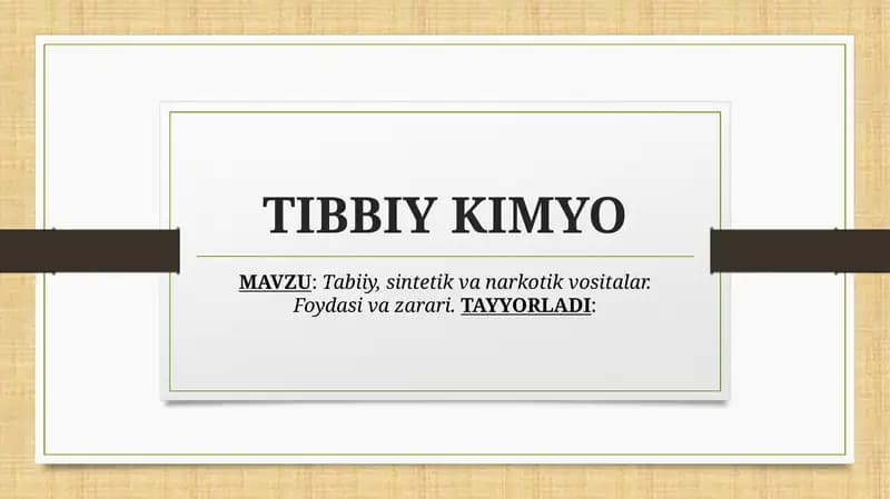 TIBBIY KIMYO