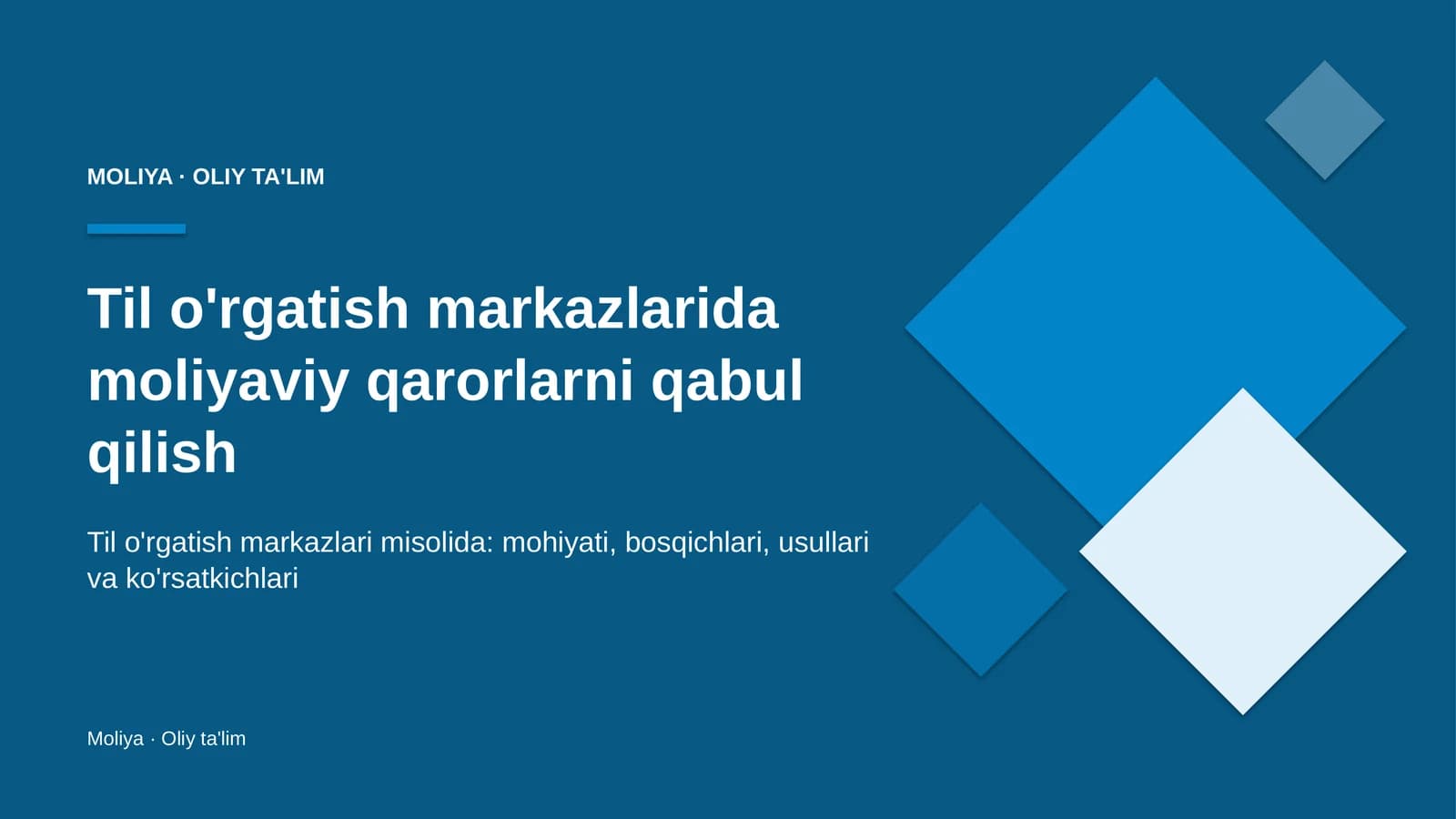 til o'rgatish markazlarida moliyaviy qarorlarni qabul qilish 7749