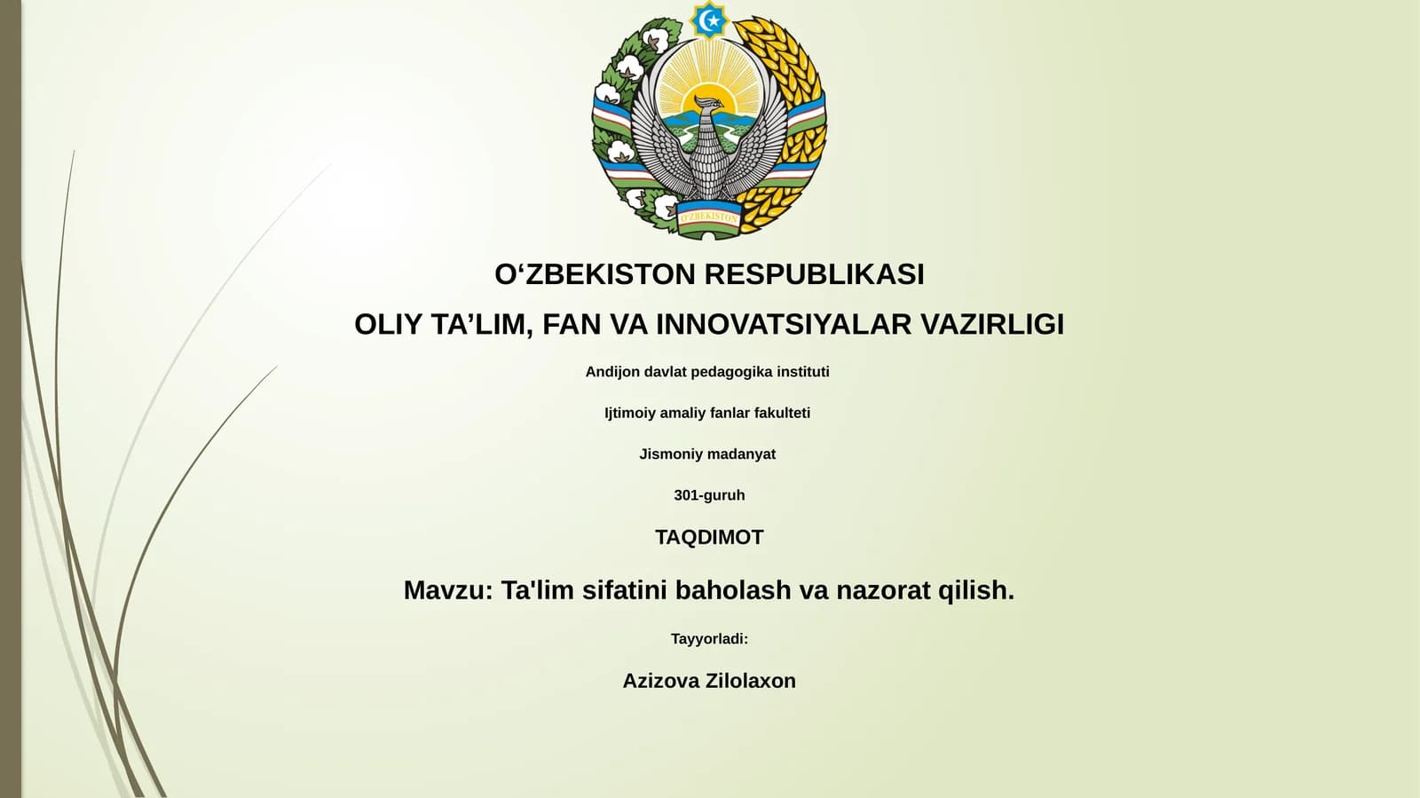 Ta'lim sifatini baholash va nazorat qilish