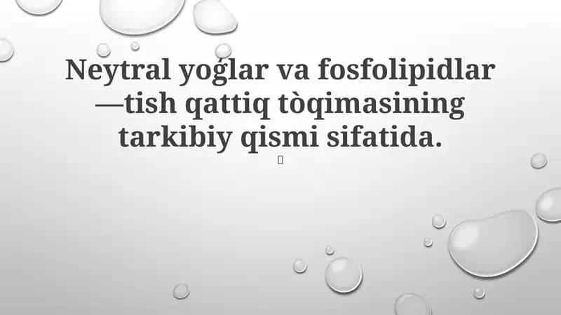 Fosfolipidlar va neytral yog'lar