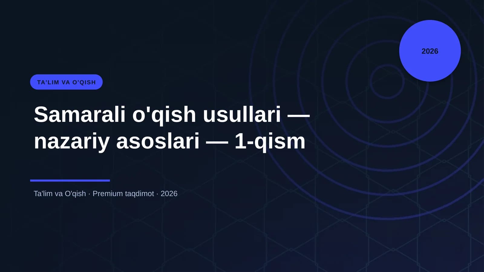 Samarali o'qish usullari — nazariy asoslari — 1-qism