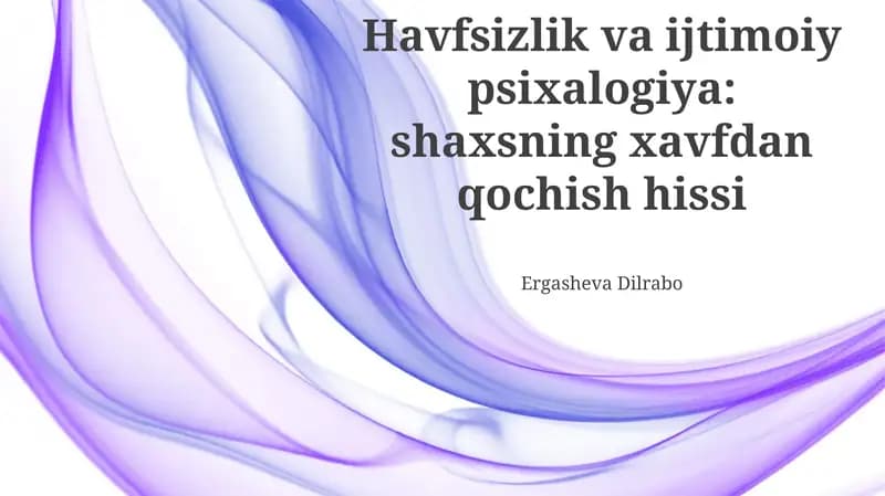 Xavfsizlik va Ijtimoiy Psixologiya