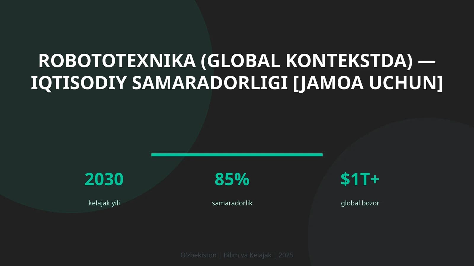 ROBOTOTEXNIKA (GLOBAL KONTEKSTDA) — IQTISODIY SAMARADORLIGI [JAMOA UCHUN]