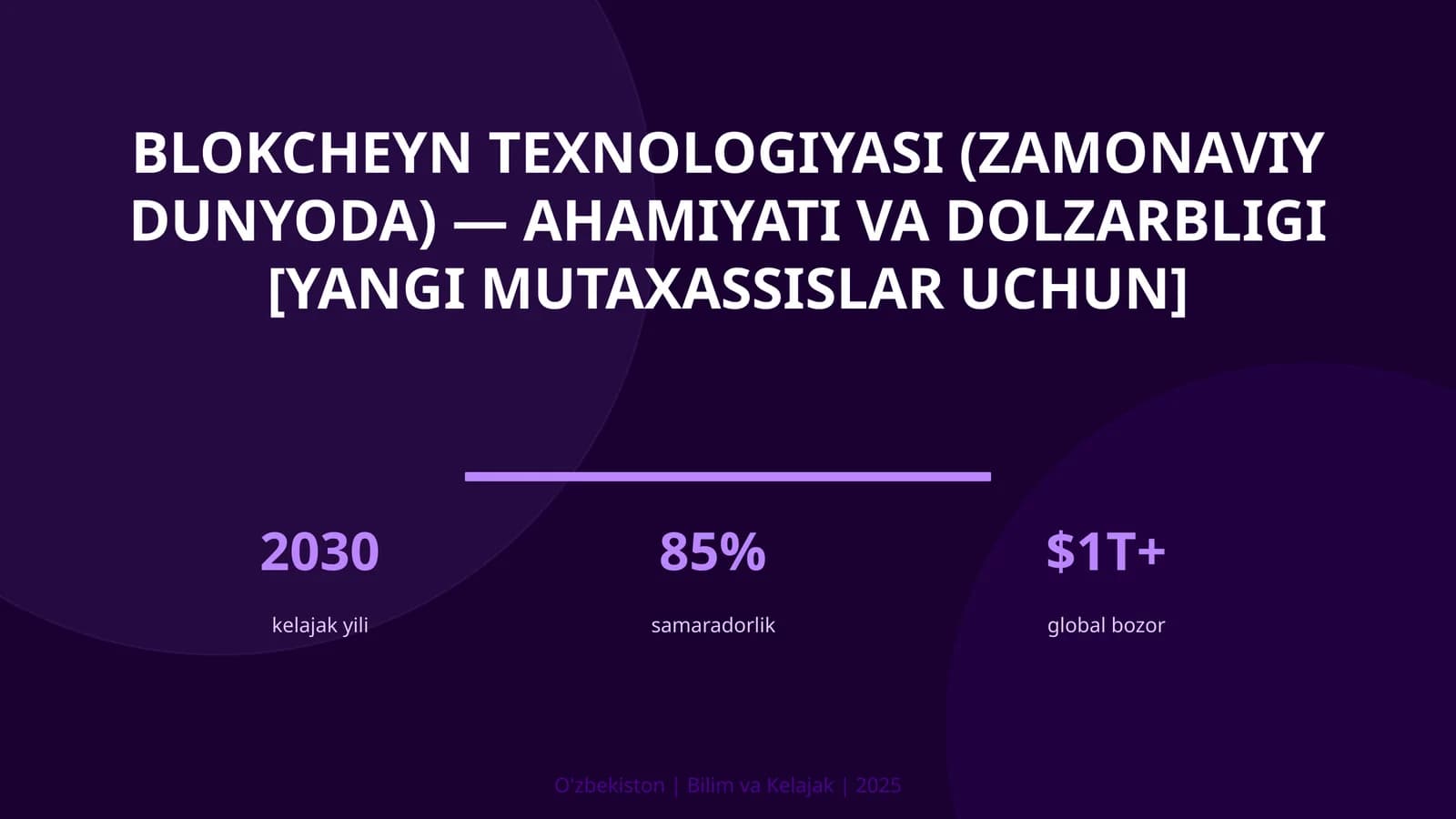 Blokcheyn texnologiyasi (zamonaviy dunyoda) — ahamiyati va dolzarbligi [yangi mutaxassislar uchun]