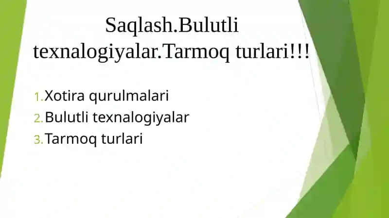 Saqlash qurulmalari va texnalogiyalari