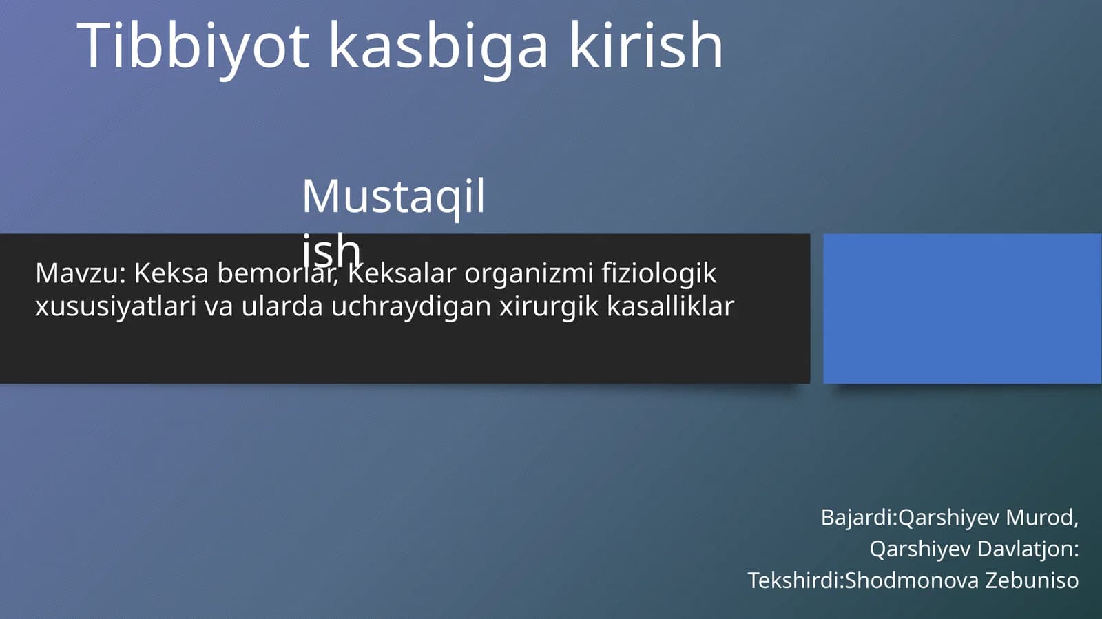 Tibbiyotka sbigakirish