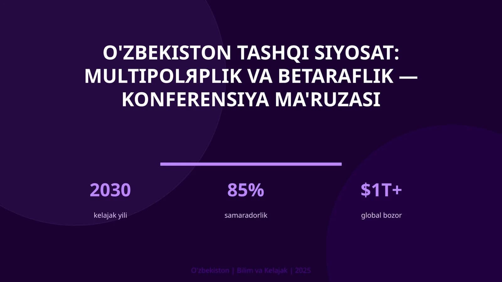 O'zbekiston tashqi siyosat: multipolярlik va betaraflik — konferensiya ma'ruzasi