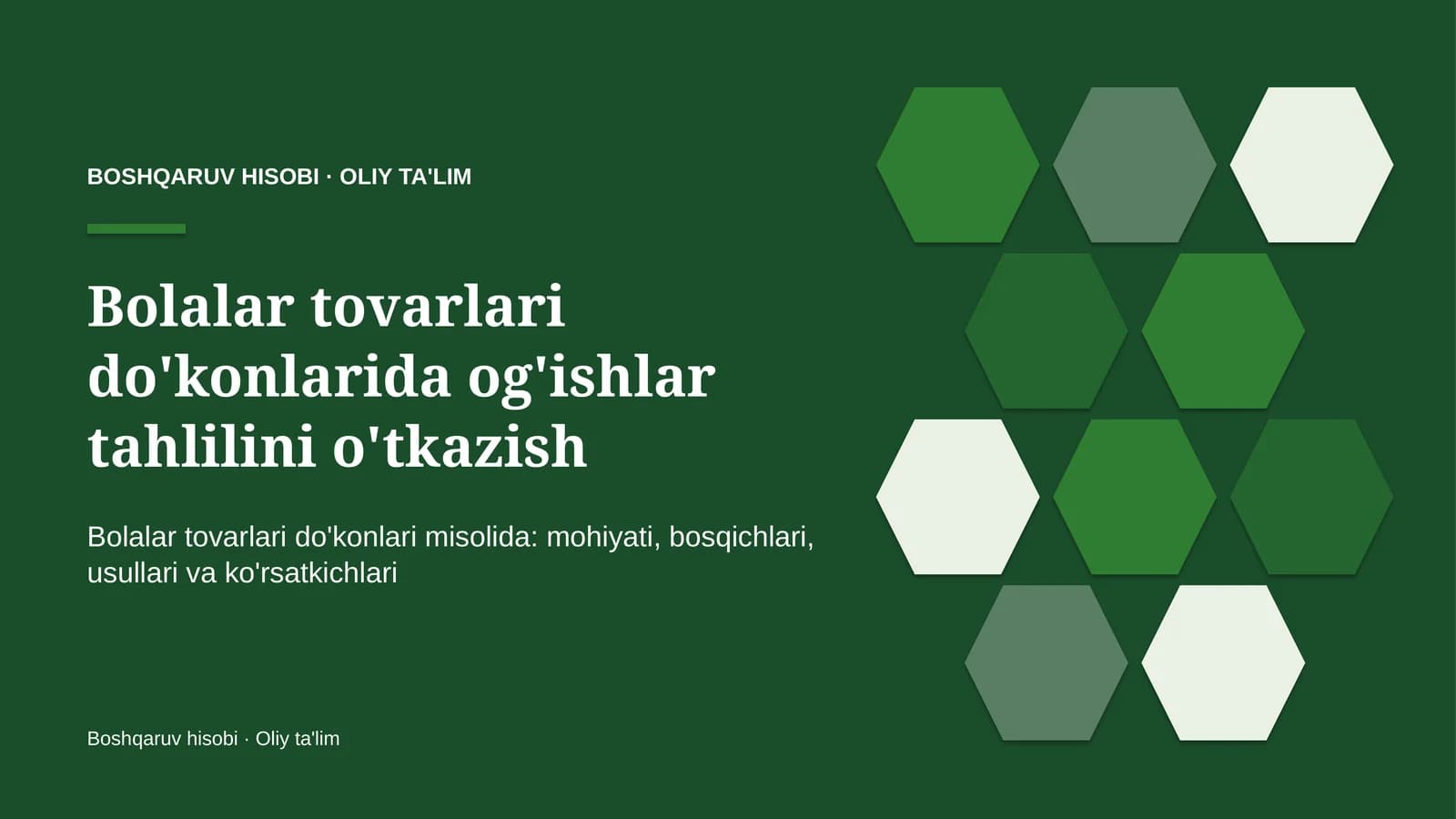 Bolalar tovarlari do'konlarida og'ishlar tahlilini o'tkazish