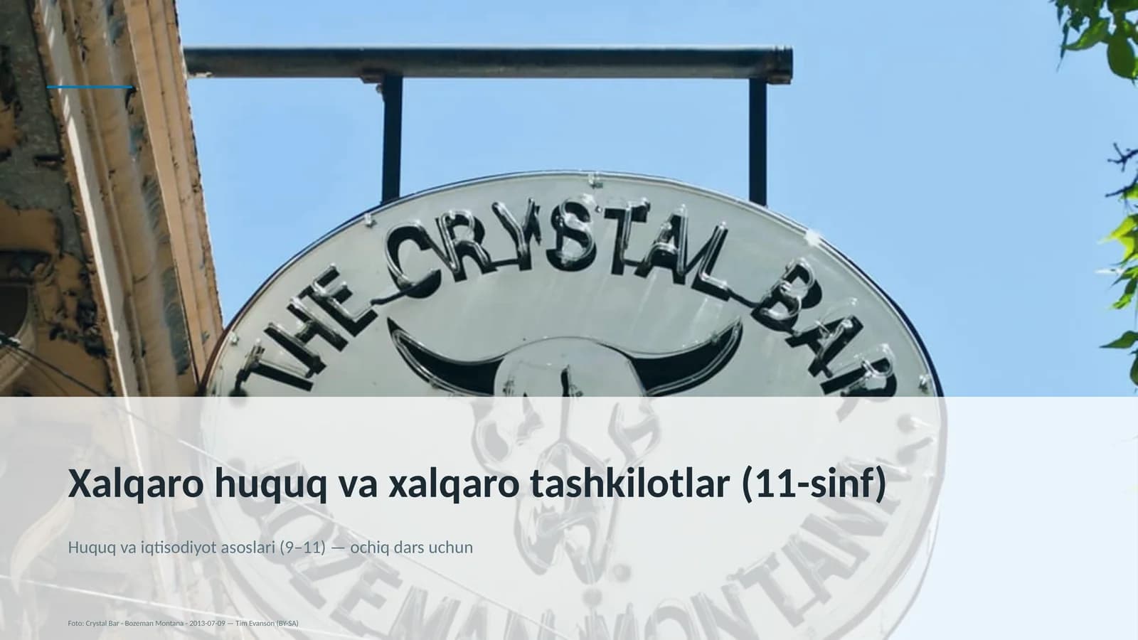 Huquq va iqtisodiyot asoslari (9–11) — ochiq dars uchun