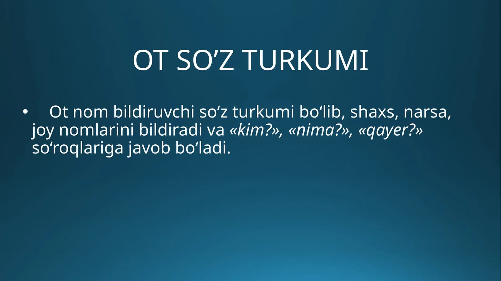 Ot soʻz turkumi