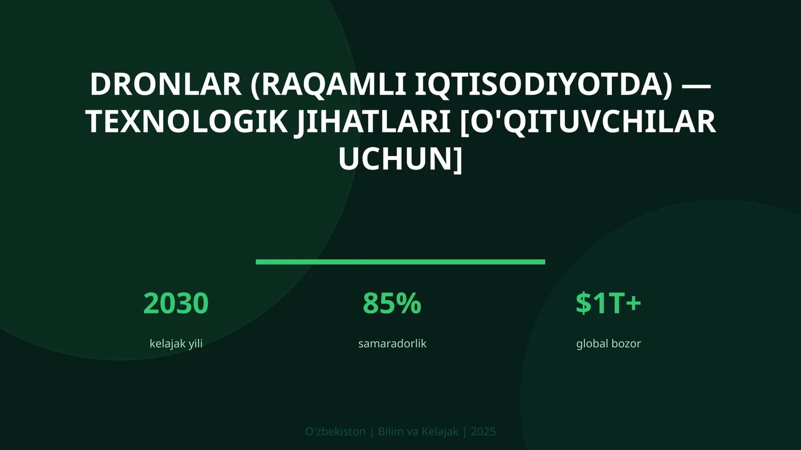 Dronlar (raqamli iqtisodiyotda) — texnologik jihatlari [o'qituvchilar uchun]