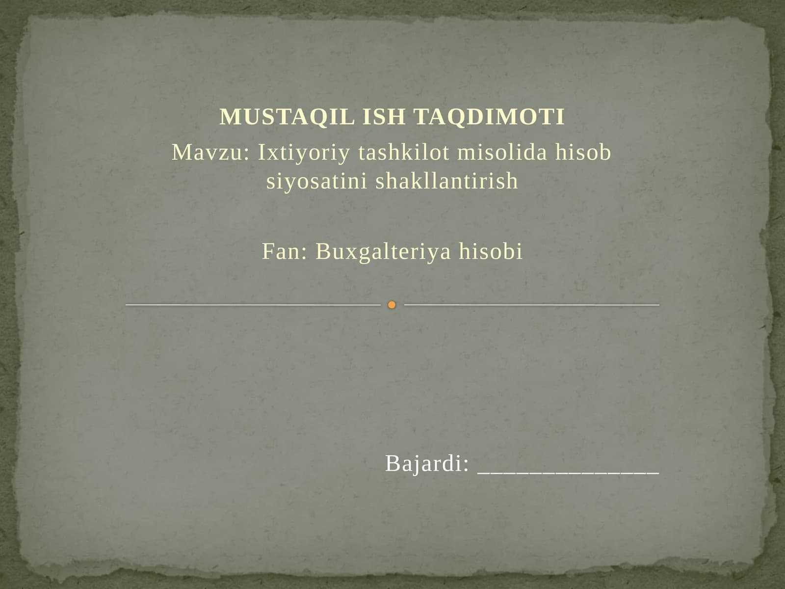 MUSTAQIL ISH TAQDIMOTI