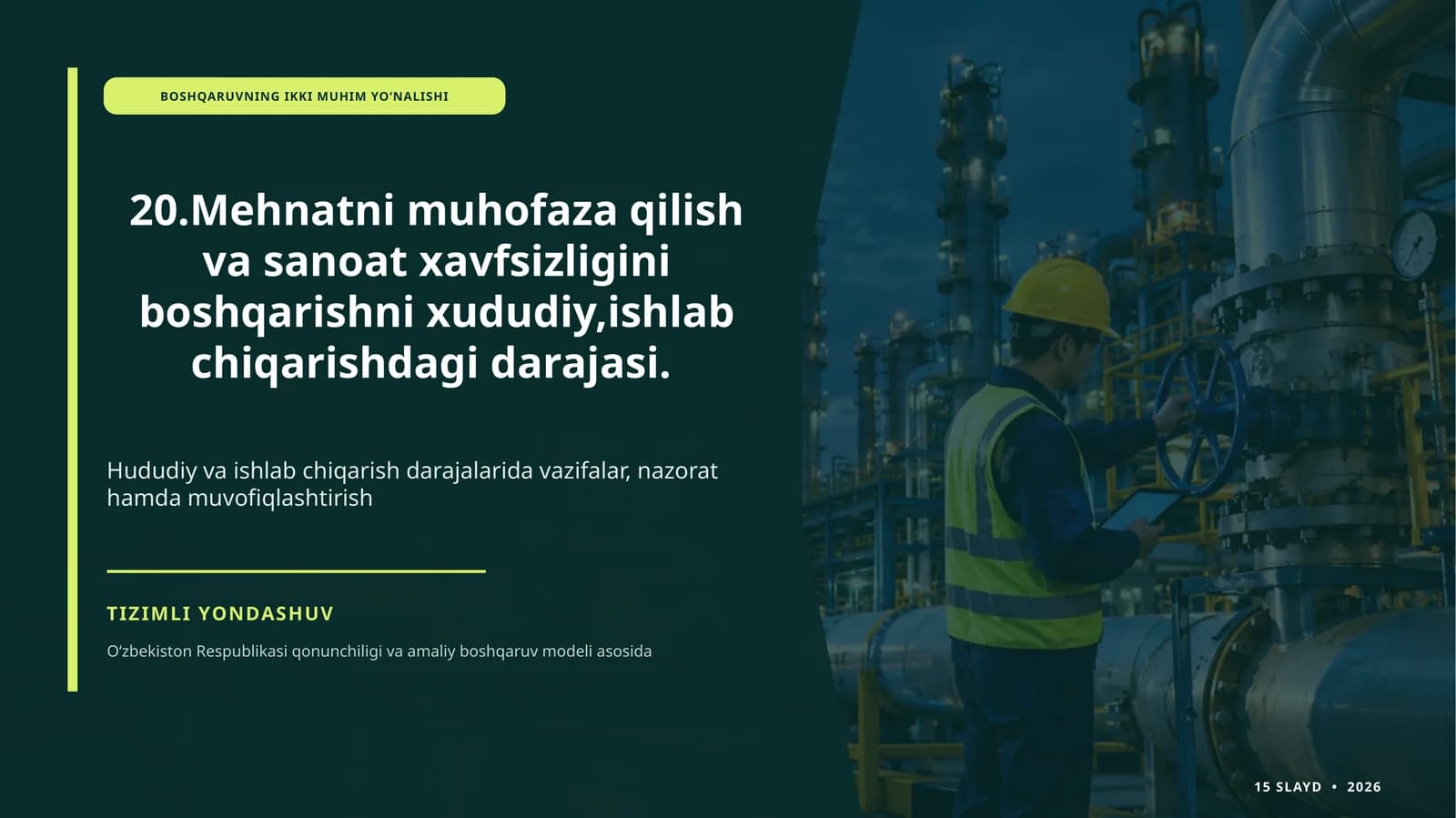 MEHNATNI MUHOFAZA QILISH / BOSHQARUV TIZIMI