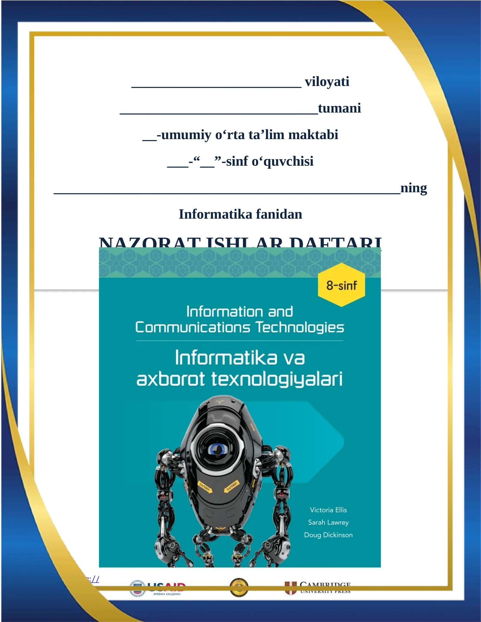 8-sinf informatika fanidan choraklik nazorat testlari