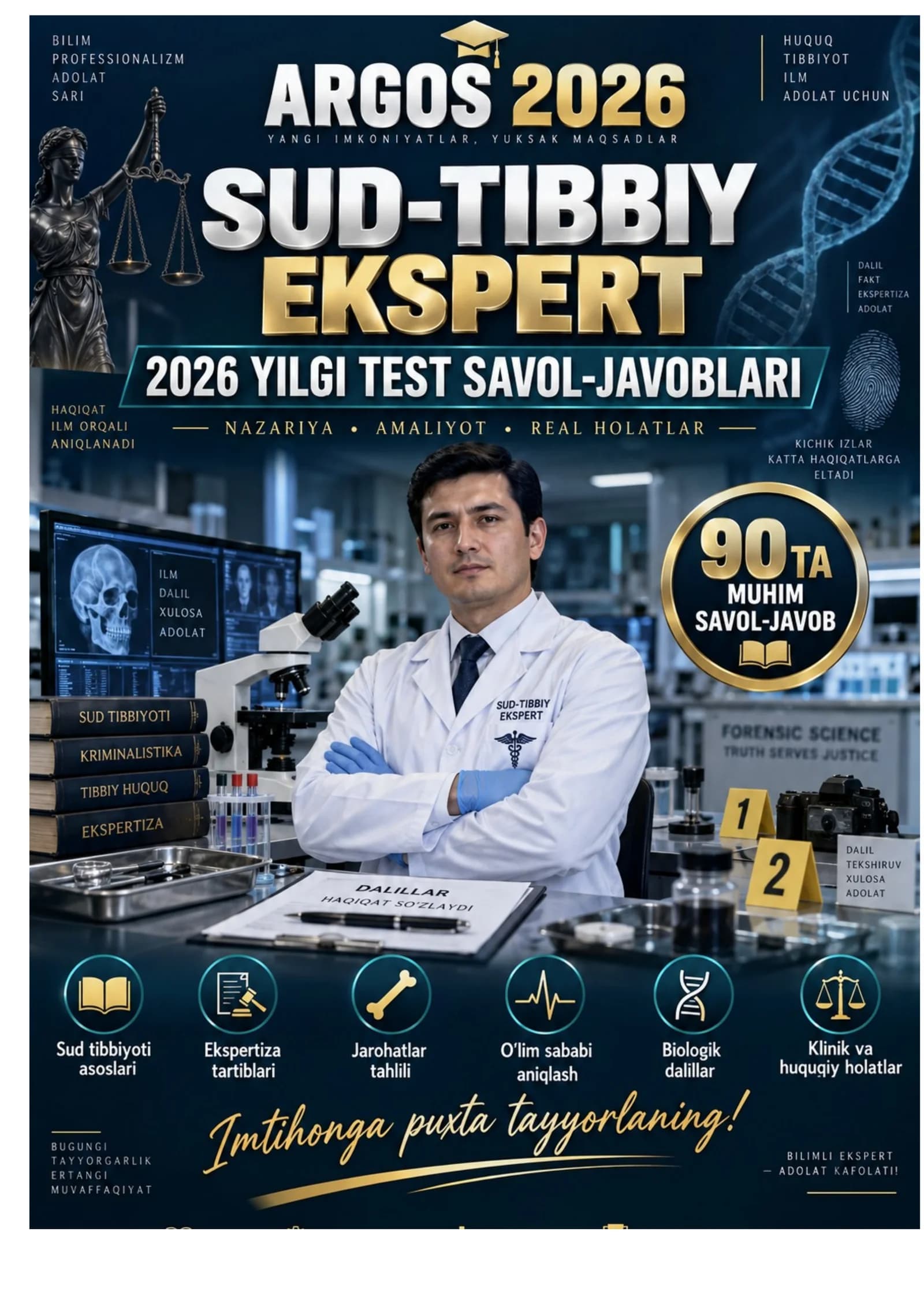 ARGOS 2026 | Sud-Tibbiy Ekspert | 90 ta savol-javob