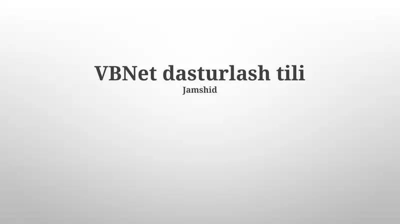 VBNet dasturlash tili