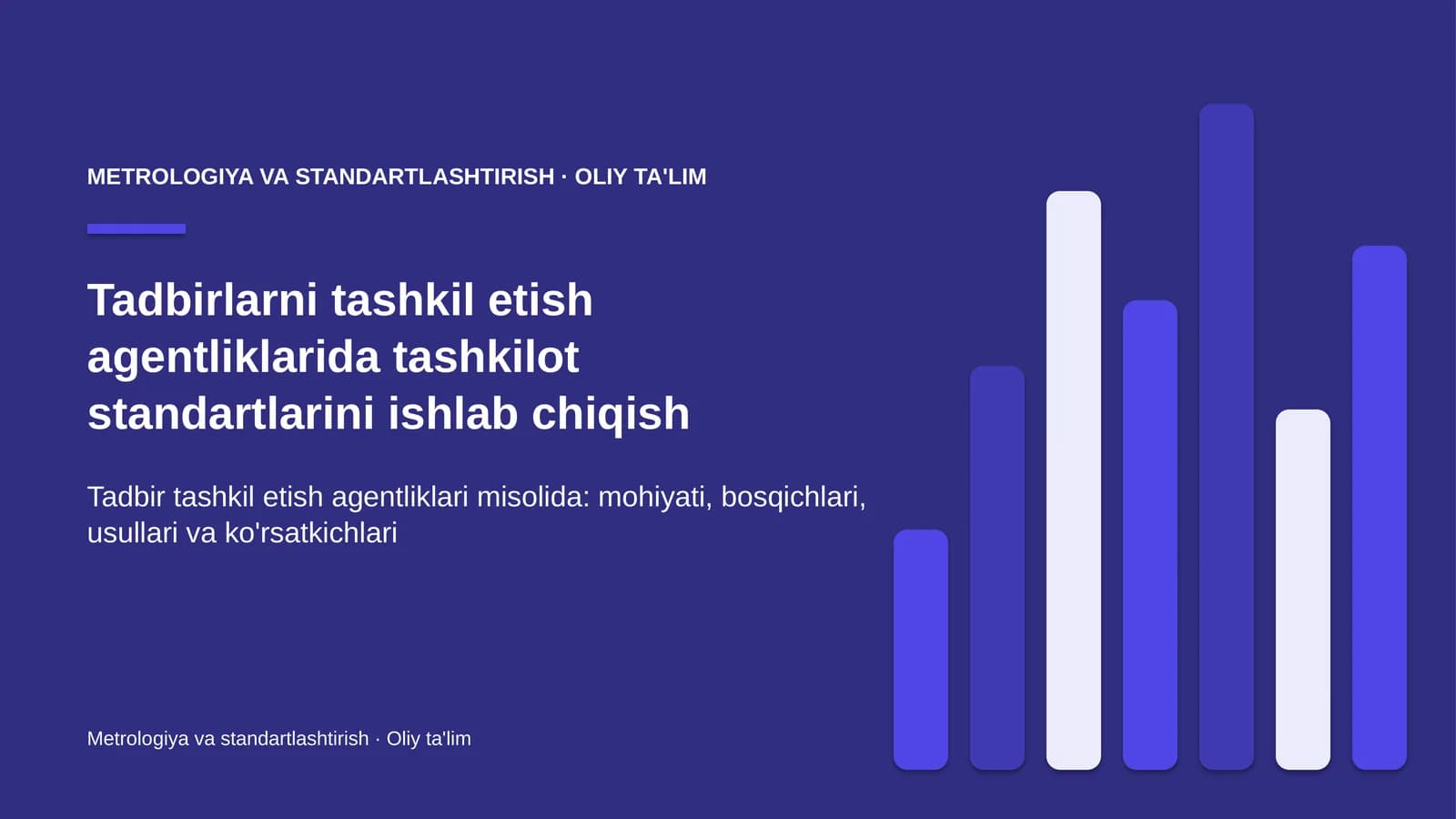 tadbirlarni tashkil etish agentliklarida tashkilot standartlarini ishlab chiqish 2610